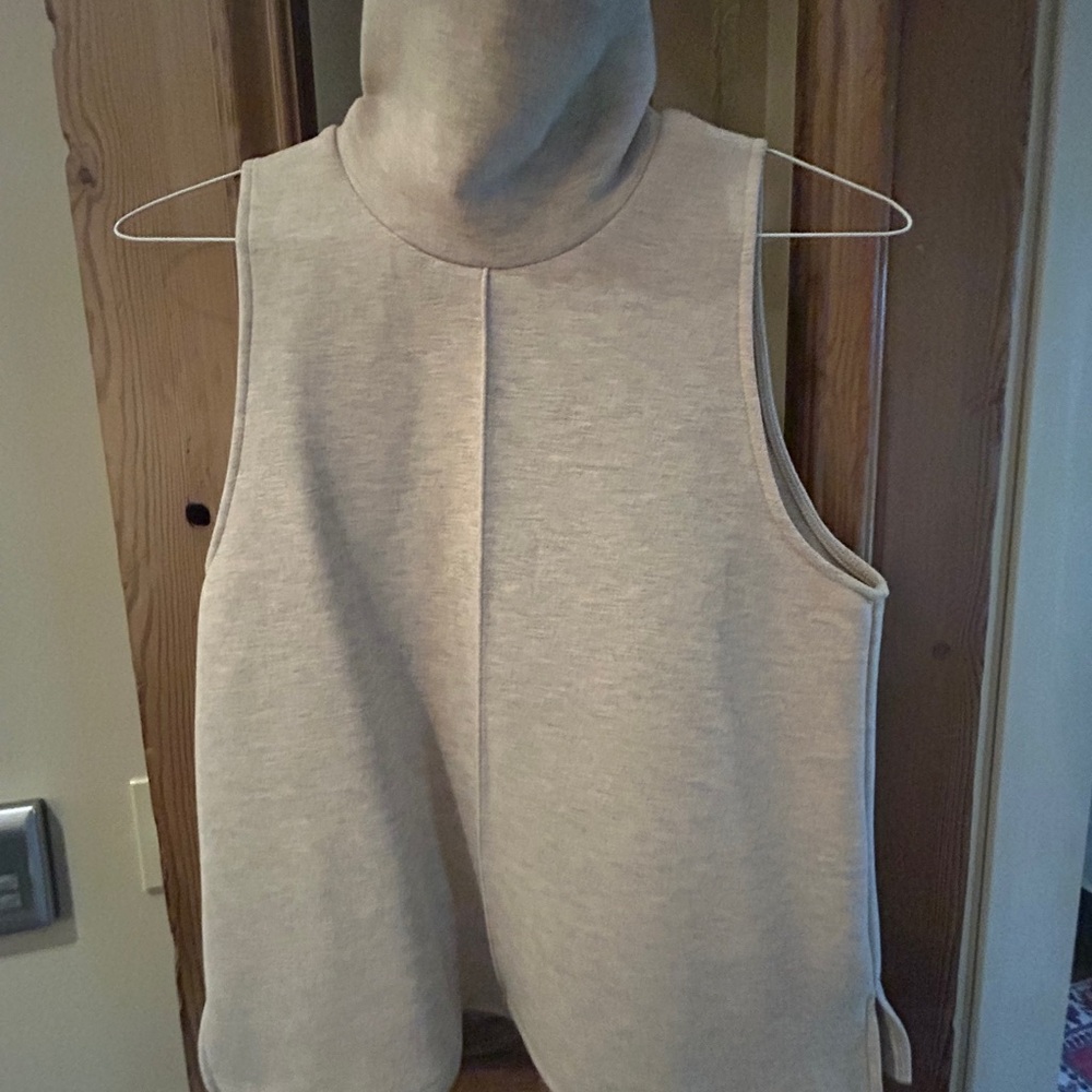 OGL Sleeveless Mock Neck Top in Light Beige